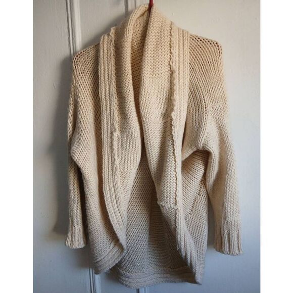 Diesel women small mohair wool shawl collar cardigan beige cream Cocoon sweater - Picture 2 of 6